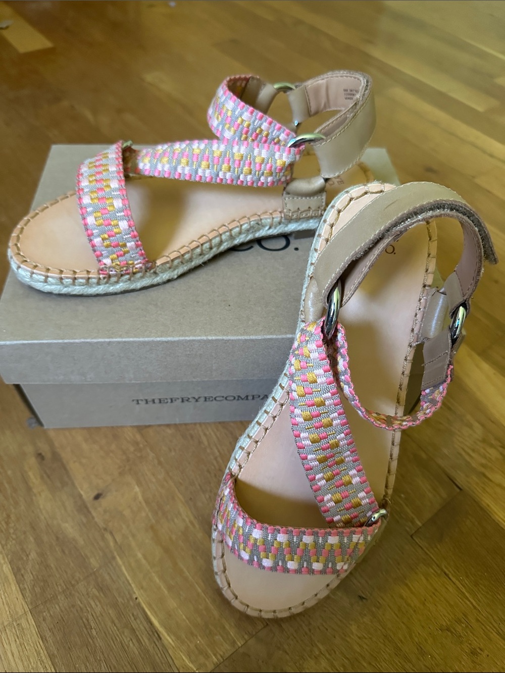 FRYE AND CO. Cole Multiwoven Espadrille Sandals with Tan Leather